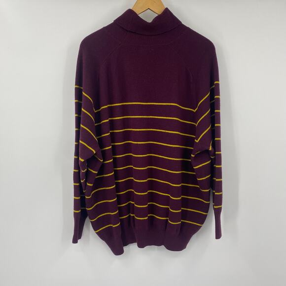 Universal Standard Eco Striped Sweater Turtleneck Striped Burgundy Yellow 18 20 - Picture 5 of 9